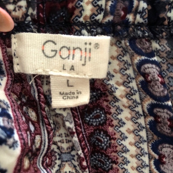 Ganji LA off shoulder elastic ruched neckline navy and burgundy top size L - Picture 8 of 8